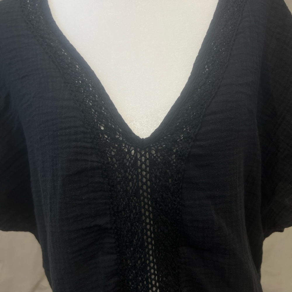 KOL SOL Women's V-Neck Swimsuit Cover Up Black Sz L - Picture 4 of 7